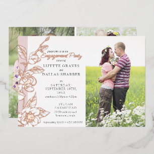 Verlobungsfeier Magnolie Blush Hochzeit 4-Foto Folieneinladung