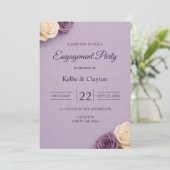 Verlobungsfeier Purple Rose Einladung (Stehend Vorderseite)
