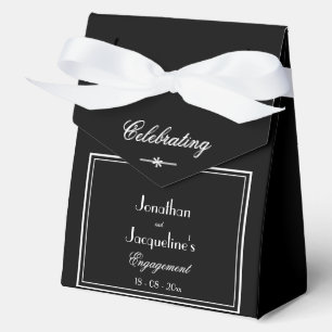 Verlobungsfeier Schwarz mit weißen Schriftzug-Name Geschenkschachtel