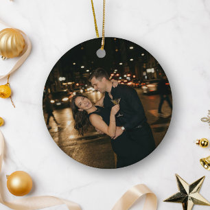 Verlobungsfoto-Weihnachtsgeschenk für das verlobte Keramik Ornament