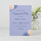 Verlobungsparty Blaue Rose Einladung (Stehend Vorderseite)