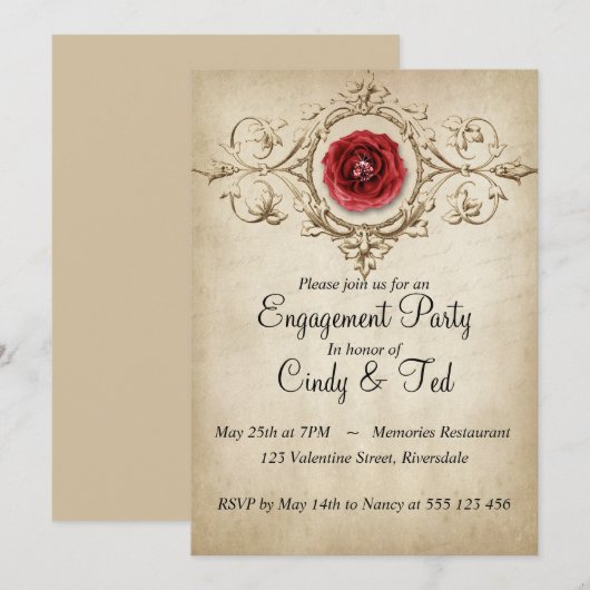 Verlobungsparty Einladung (Vorne/Hinten)