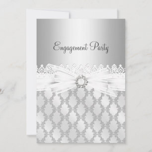 Verlobungsparty-Einladung Silver Diamond & Lace Einladung