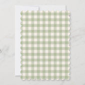 Verlobungsparty Gingham-Blumenmuster Salbeigrün Einladung (Rückseite)