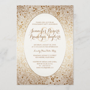 Verlobungsparty Gold Blume Vintage Weiß Einladung
