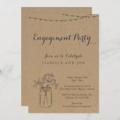 Verlobungsparty | Rustikales Kraftpapier Einladung (Vorne/Hinten)