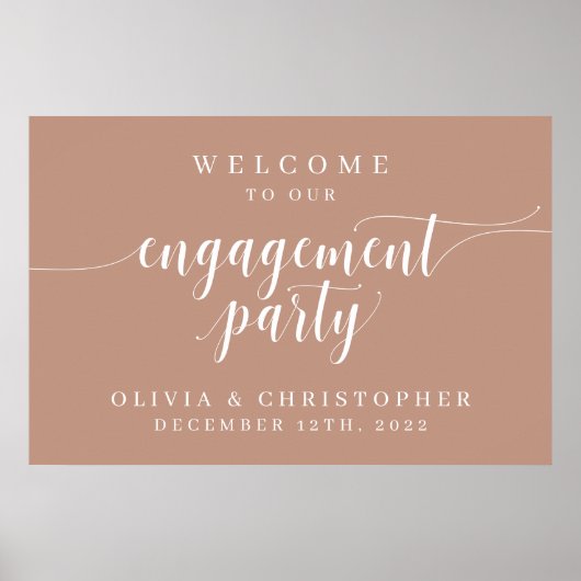 Verlobungsparty Willkommensplakat Champagner Poster (Vorne)