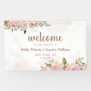 Verlockende Rose Vintage Staubrosa Florale Begrüßu Banner