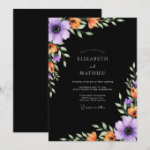 Verlockende schwarze herbstliche Hochzeit Einladung (Vorne/Hinten)