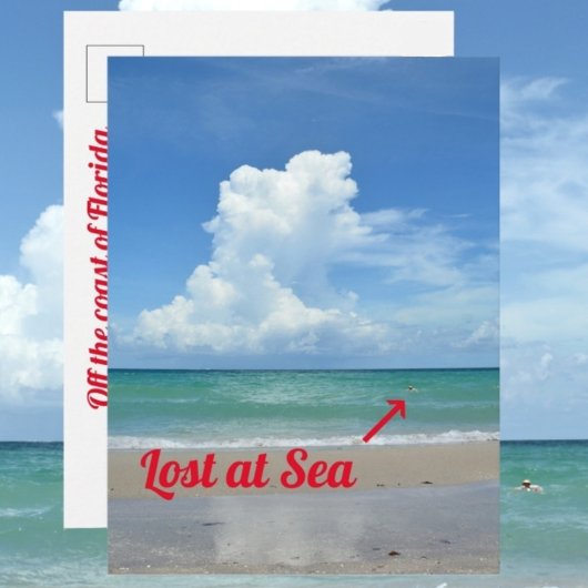 Verloren an Sea Florida Beach Funny Fotografy Postkarte