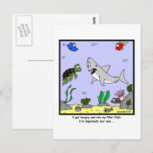 verloren: Hai-Cartoon Postkarte (Vorne/Hinten)