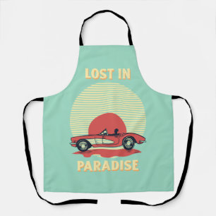 Verloren im Paradies – Retro Cabrio Sonnenuntergan Schürze