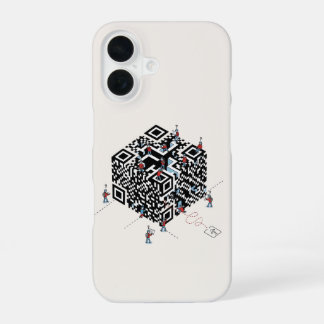Verloren im QR-Code – Geek-Maze-Kunst iPhone 16 Hülle