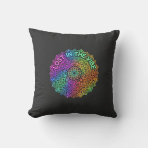 Verloren im Vibe-Regenbogen-Neon-Mandala-Grafik Kissen