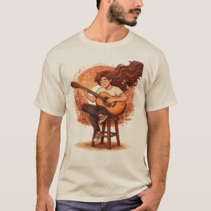 Verloren in der Musik Gemütlicher Gitarrist Ästhet T-Shirt