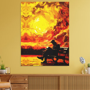 Verloren in Gedanken – Surrealer Sonnenuntergangsr Leinwanddruck