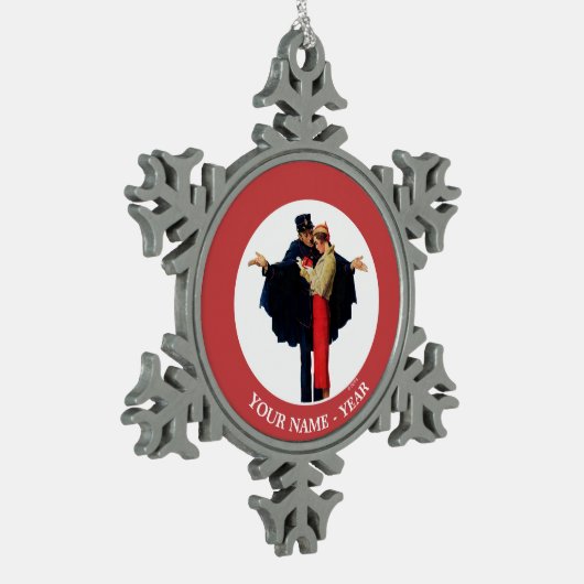 Verloren in Paris Schneeflocken Zinn-Ornament (Links)