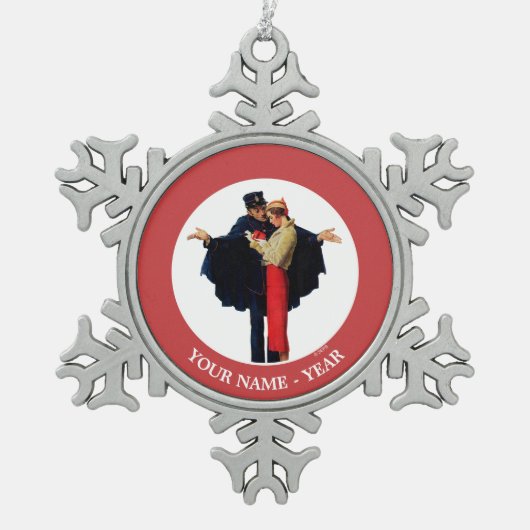 Verloren in Paris Schneeflocken Zinn-Ornament (Vorderseite)