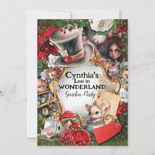 Verloren in Wonderland Geburtstagsparty Einladung (Vorderseite)