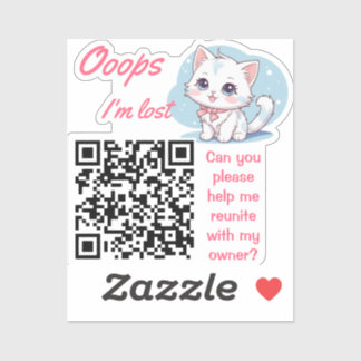 Verloren und Gefunden QR-Aufkleber Fluffy Pink  Aufkleber