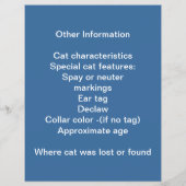 Verlorene oder gefundene Katze Briefkasten Flyer (Hinten)