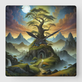 Verlorene Welt Quadratische Wanduhr