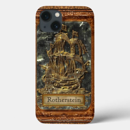 Verlorener Anker Cooles altes Schiff Monogramm Case-Mate iPhone Hülle (Rückseite)