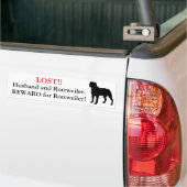 Verlorener Ehemann und Rottweiler. Belohnung! Autoaufkleber (Auf Lkw)