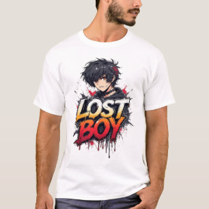 Verlorener Jungen Anime Charakter Graffiti Grafik T-Shirt