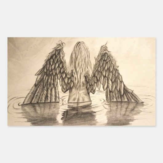 Verlorenes Little Angel Zeichnend Design Rechteckiger Aufkleber (Vorderseite)