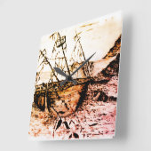 Verlorenes und vergessenes Schiff Quadratische Wanduhr (Winkel)