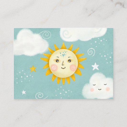 Verlosung für das Baby "Retro whimsical Sun and Cl Begleitkarte (Rückseite)