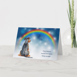 Verlust des Airedale-Hundes Nachtlichter Regenboge Feiertagskarte