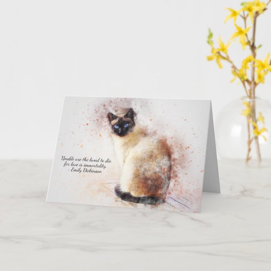 Verlust des Beileids für Heimtiere (Siamesen) Karte (Gelbe Blume)