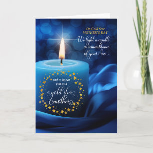 Verlust einer Son Gold Star Muttertag Blue Candle Feiertagskarte