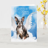 Verlust eines Boston Terrier Dog Angel Pet Beileid Karte (Gelbe Blume)