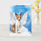 Verlust eines Hundes Basenji Angel Beileid Karte (Gelbe Blume)