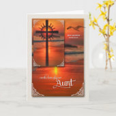 Verlust eines Tante Beileid Sunset Cross Beach Karte (Gelbe Blume)