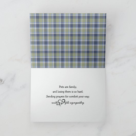 Verlust von Beileid mit Kariertem Rahmen Karte (Innenseite)