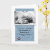 Verlust von Katzen Siam auf blauem Beileid Karte (Gelbe Blume)