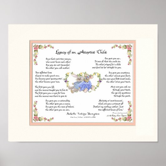 Vermächtnis eines Adoptiert Kinderhandkalligraphie Poster (Vorne)