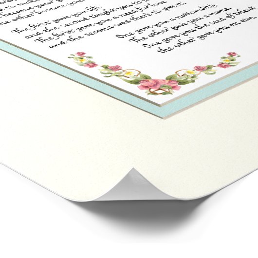 Vermächtnis eines Adoptiert Kinderhandkalligraphie Poster (Ecke)