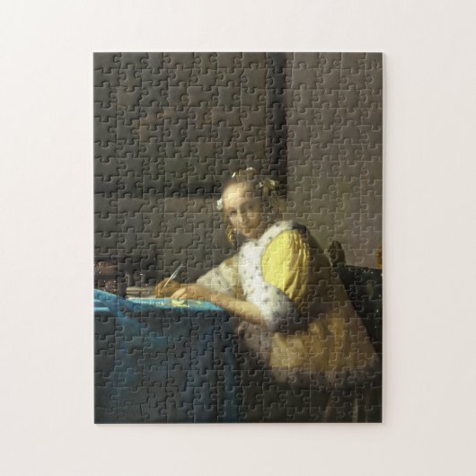 Vermeer A Lady schreibt einen Brief Puzzle (Vertikal)