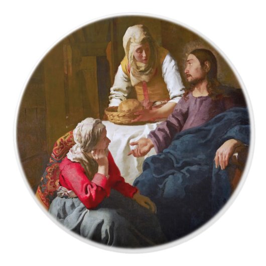 Vermeer - Christus im Haus von Martha und Maria Keramikknauf (Vorderseite)