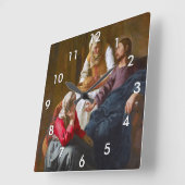 Vermeer - Christus im Haus von Martha und Maria Quadratische Wanduhr (Winkel)