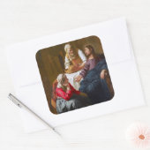 Vermeer - Christus im Haus von Martha und Maria Quadratischer Aufkleber (Umschlag)