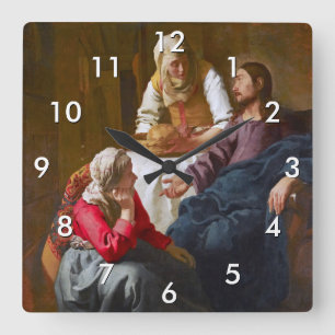Vermeer - Christus im Hause von Martha und Maria Quadratische Wanduhr