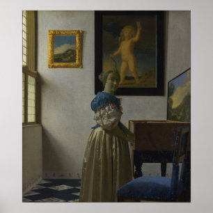 Vermeer - Dame an einem Virginal 1674 Poster