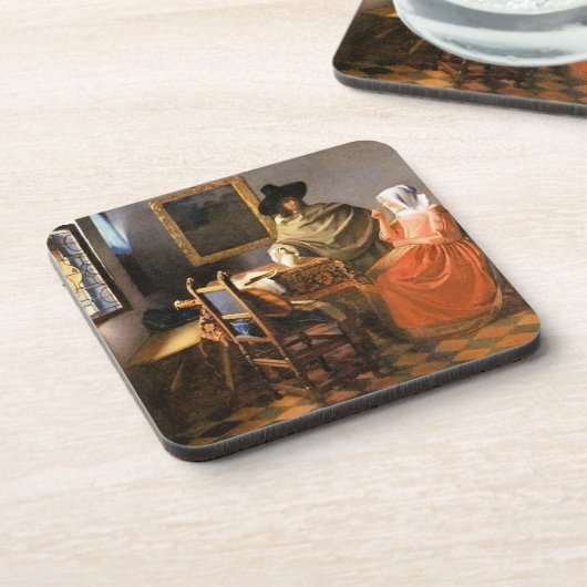 Vermeer - Das Glas Wein, berühmtes Gemälde Getränkeuntersetzer (Linke Seite)