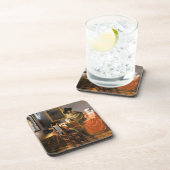 Vermeer - Das Glas Wein, berühmtes Gemälde Getränkeuntersetzer (Rechte Seite)